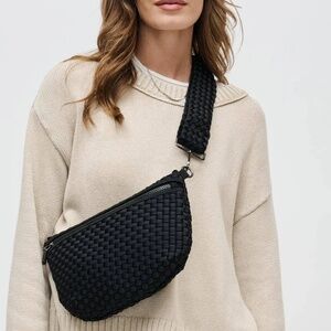 NWT Sol and Selene Woven Neoprene Crossbody Bag in Black
